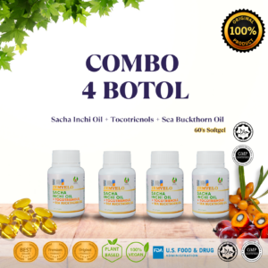 COMBO 4 BOTOL ZEMVELO Sacha Inchi Tocotrienol Seabuckthorn Oil (60s/bottle) - FREE 2 BOTTLE