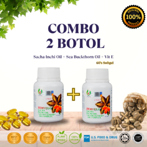 PROMO - COMBO 2 BOTOL ZEMVELO Sacha Inchi Seabuckthorn Oil Vitamin E (60s/bottle)