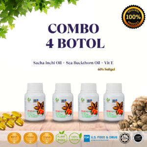 COMBO 4 BOTOL - ZEMVELO Sacha Inchi Seabuckthorn Oil Vitamin E (60s/bottle) - FREE 2 BOTTLES